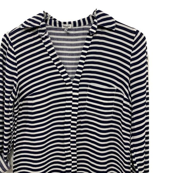 Splendid Striped Popover Blouse Top V-neck XS - Picture 2 of 4